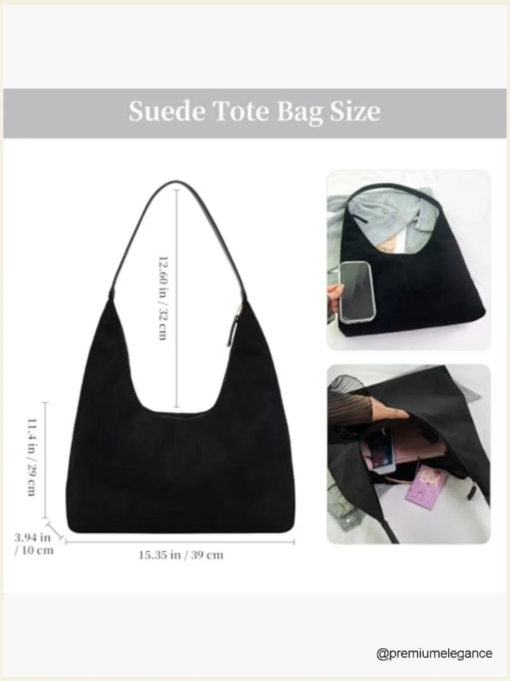 Faux Suede Tote Bag with Magnetic Closure, Large Capacity Shoulder Bag for Work - Picture 4 of 7